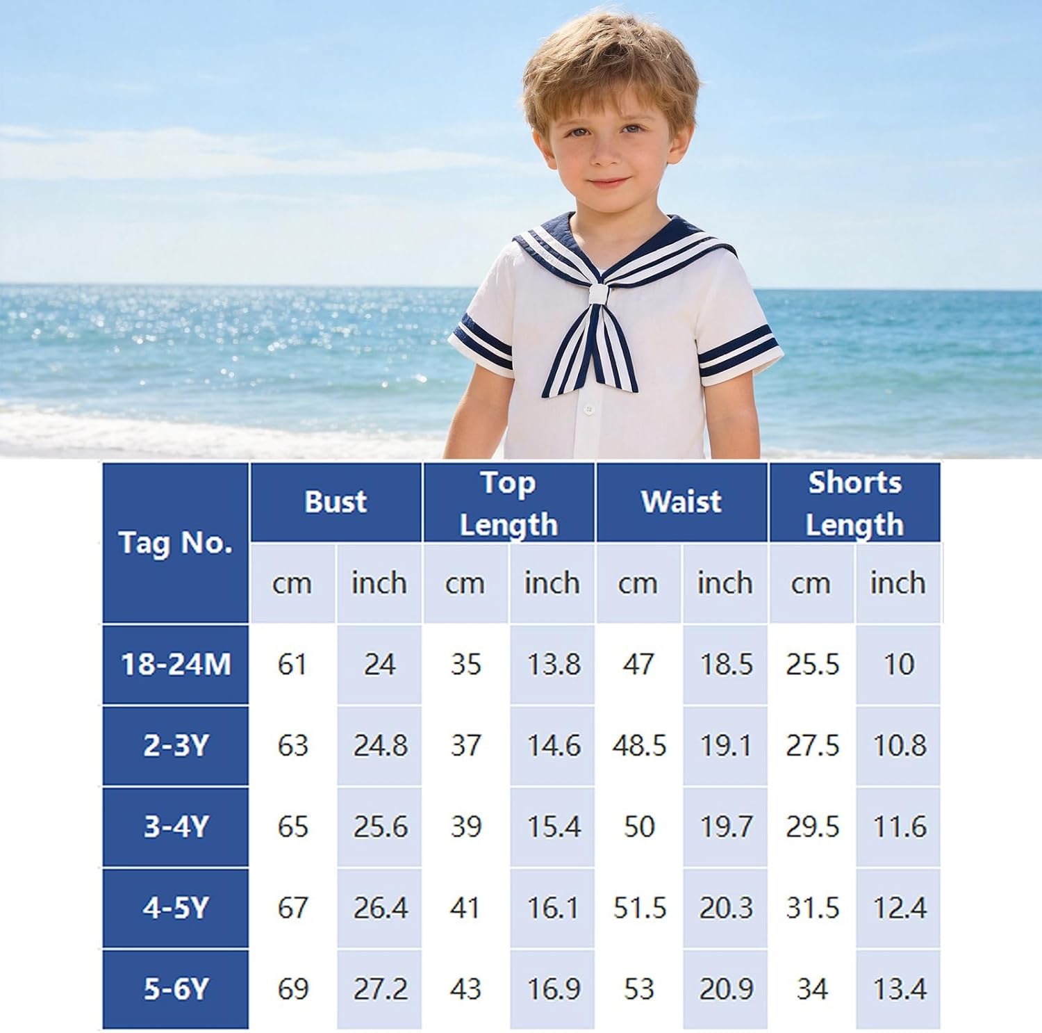 Toddler Boys Sailor Outfit,Cotton Nautical Shirt and Short Suit Set