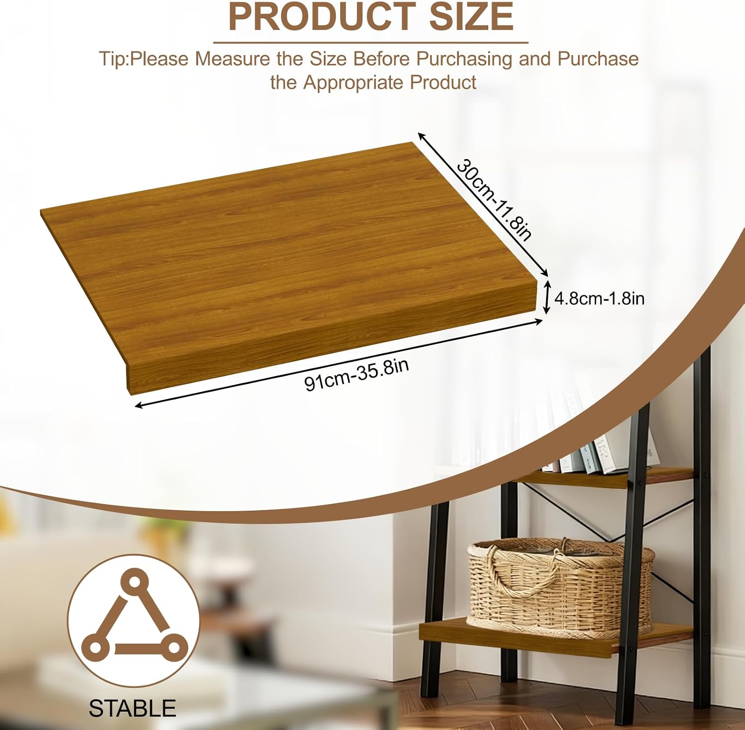 5 Pcs Wire Covers, 0.3" Thick Rack Cover Install-Free, Wood Closet Wire Rack Covers, Decoration Kitchen Pantry Office Wire Liners (5, Dark Wood, 36" Wx12 D)