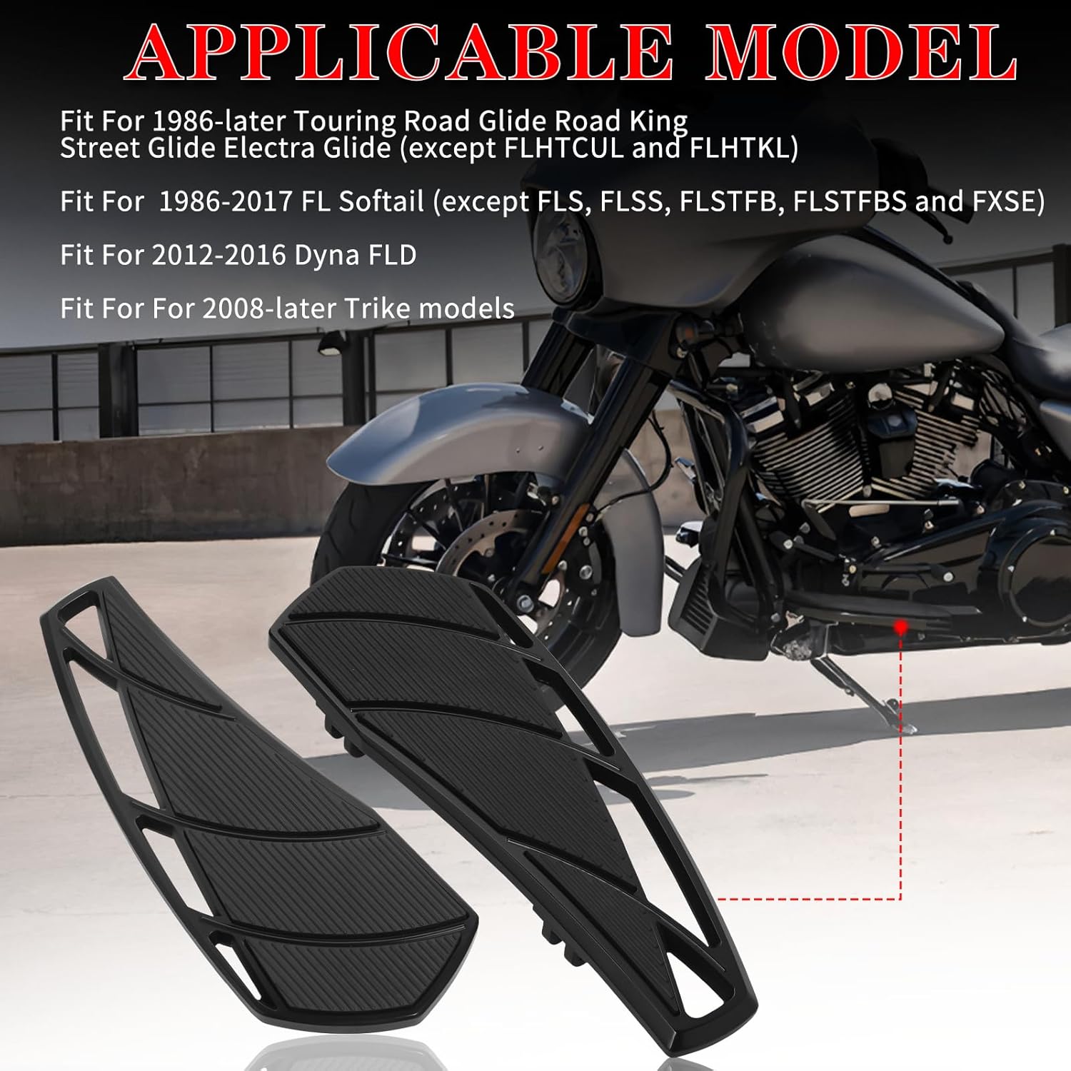 Motorcycle Floorboards Front Foot Pegs Footrest Fit for Harley Touring Road King Street Electra Glide Ultra 1986-2025 Softail 1986-2017