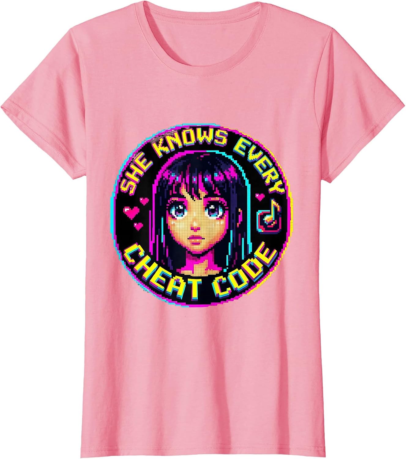 She Knows Every Cheat Code Pixel Art Design T-Shirt