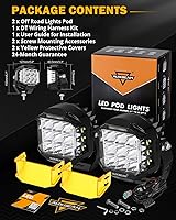 Vista 9 de Auxbeam V-MAX Series - Cápsulas de luz LED de 5 pulgadas, 168 W Offroad Side Shooter Luces de conducción redondas con 3 modos ámbar DRL, luz