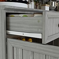 Vista 4 de AIEGLE Armario grande de cocina, armario de almacenamiento con puertas de vidrio, cajones y encimera, gabinete de almacenamiento de despensa