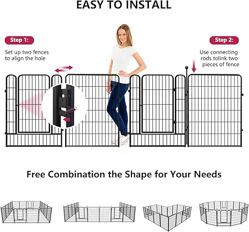 Vista 6 de Corralito para perros de 40 pulgadas de altura, valla portátil para perros, 10 paneles, corral para mascotas al aire libre para patio, corral