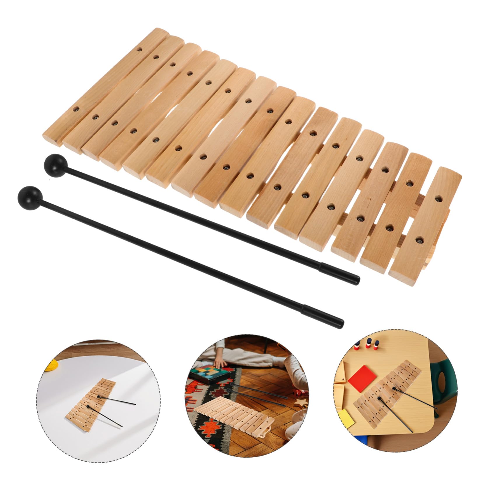 Xilofono Montessori in Legno 15 Note con Bacchette per Ragazzo Ragazza | Gioco Educativo per Asilo e Casa, Sviluppo Ritmico e Musicale, per Toddler