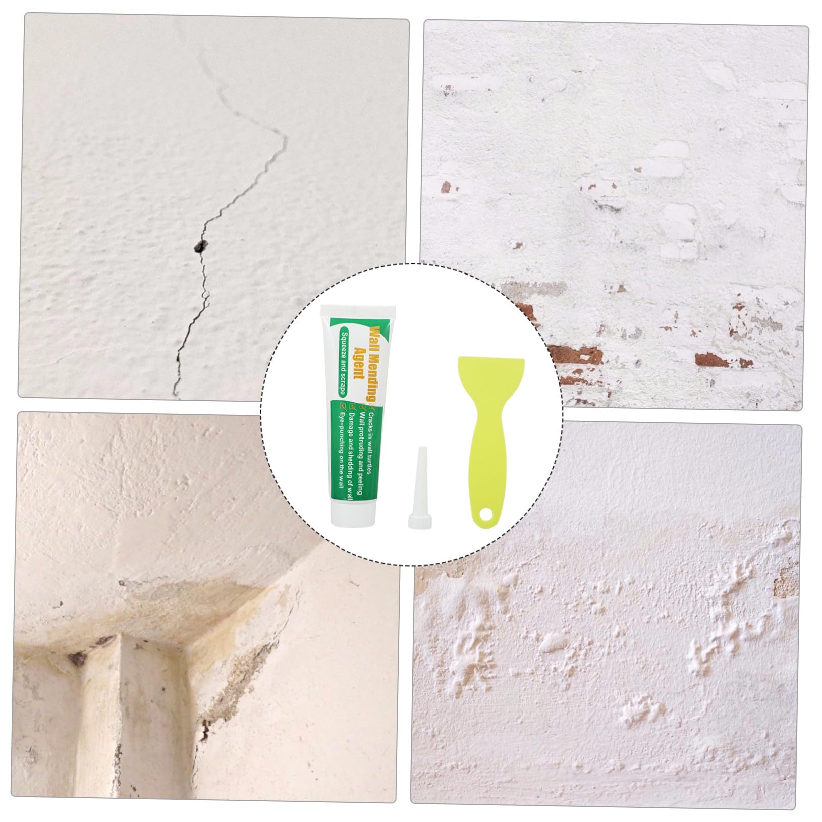 Toddmomy Set 2 Pezzi Crema Riparatrice per Muri Verdi Spatola in Plastica, per Pareti Screpolate e Crepe, Copertura Graffiti e Macchie, Riparazione Rapida