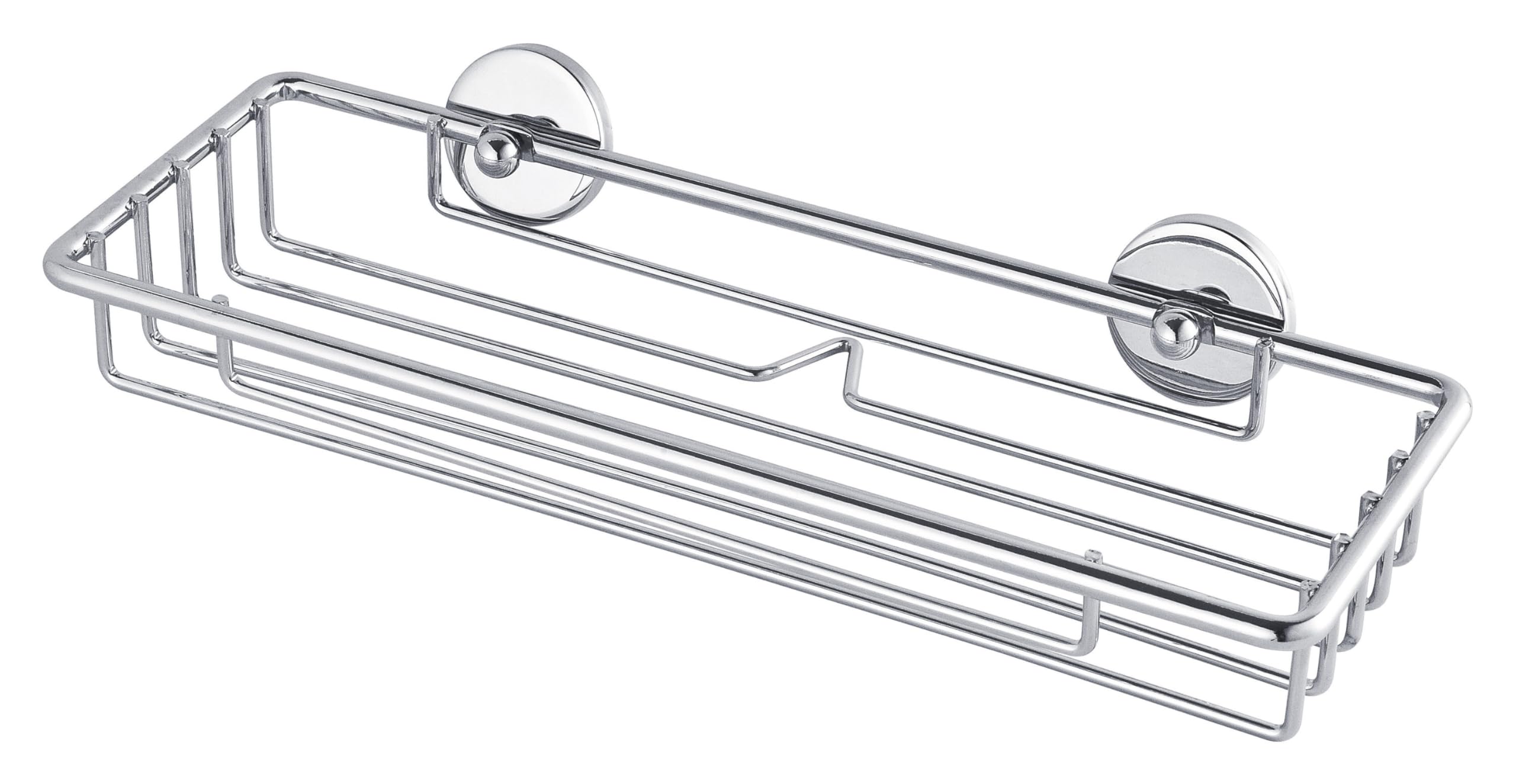 Tesa Uk Silver Tesa Baath Stick-On Shower Caddy, Chromed Steel, Self-Adhesive, Adhesive Mounting Technology, 50Mm X 260Mm X 97Mm