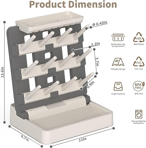 Miniatura 2 de Estante de secado de biberones, soporte vertical para secadora de biberones, estante de secado de biberones que ahorra espacio para encimera,