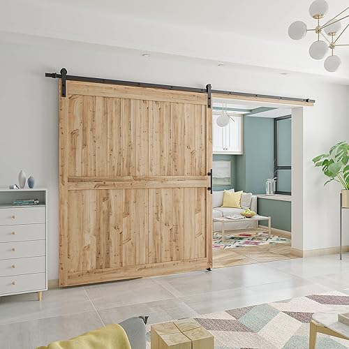 Vista 68 de SMARTSTANDARD Kit de herrajes para puerta corrediza de granero resistente de 7.5 pies, color negro