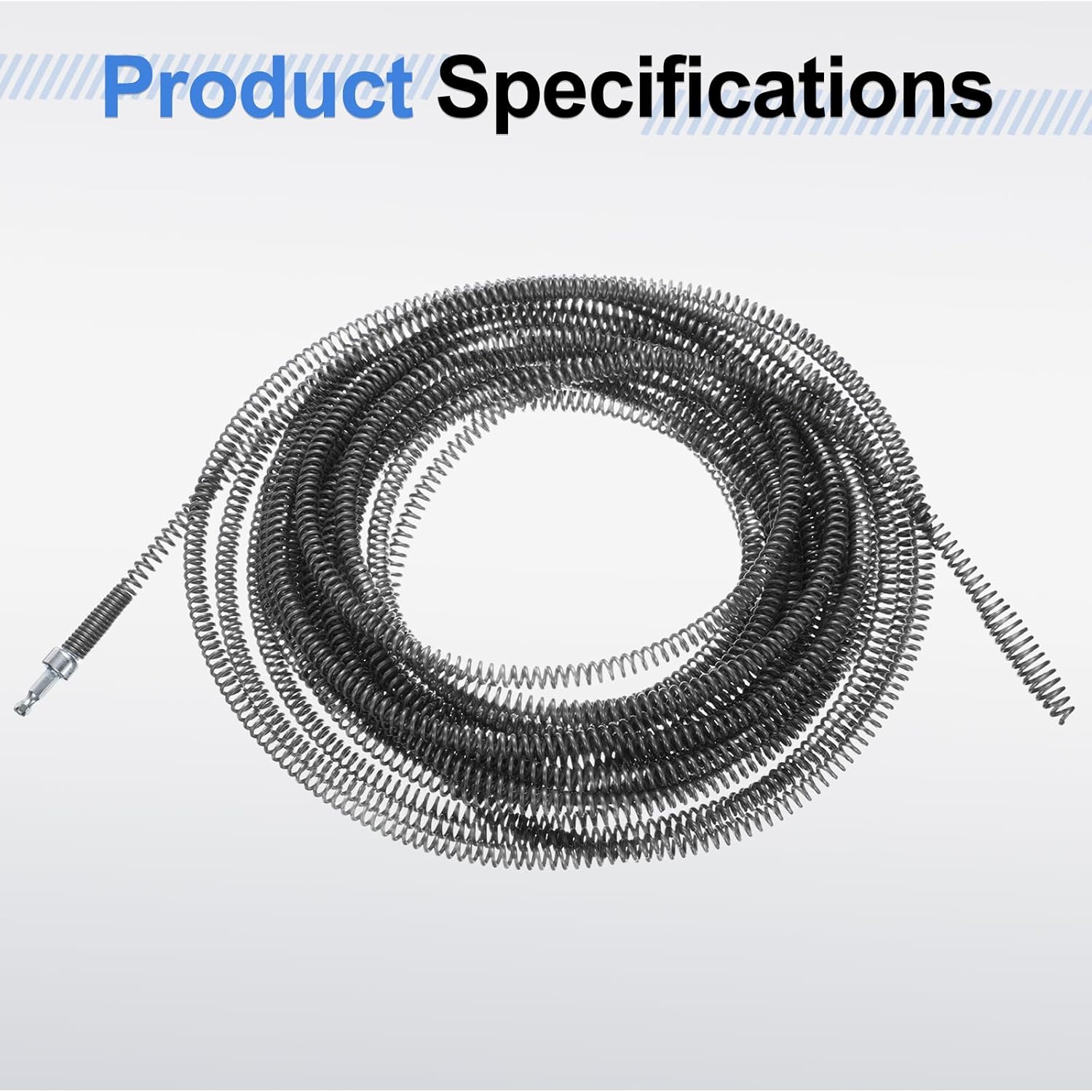 HARFINGTON Drain Cable 2/5" (10mm) Dia. 49ft Drain Cleaning Auger Cables with Drill Connector Flexible Spring Unclog Hair for Bathroom Kitchen Toilet Bathtub Sewer Sink