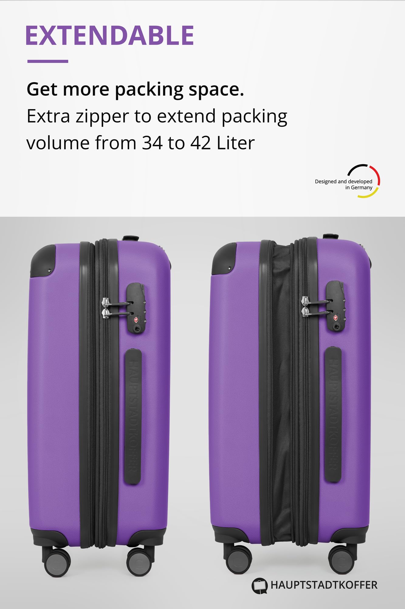 HAUPTSTADTKOFFER - Spree - Maleta rígida, Trolley expandible, Equipaje de Viaje, 4 Ruedas Dobles, TSA, 65 cm, 74 litros, Champán — view 115