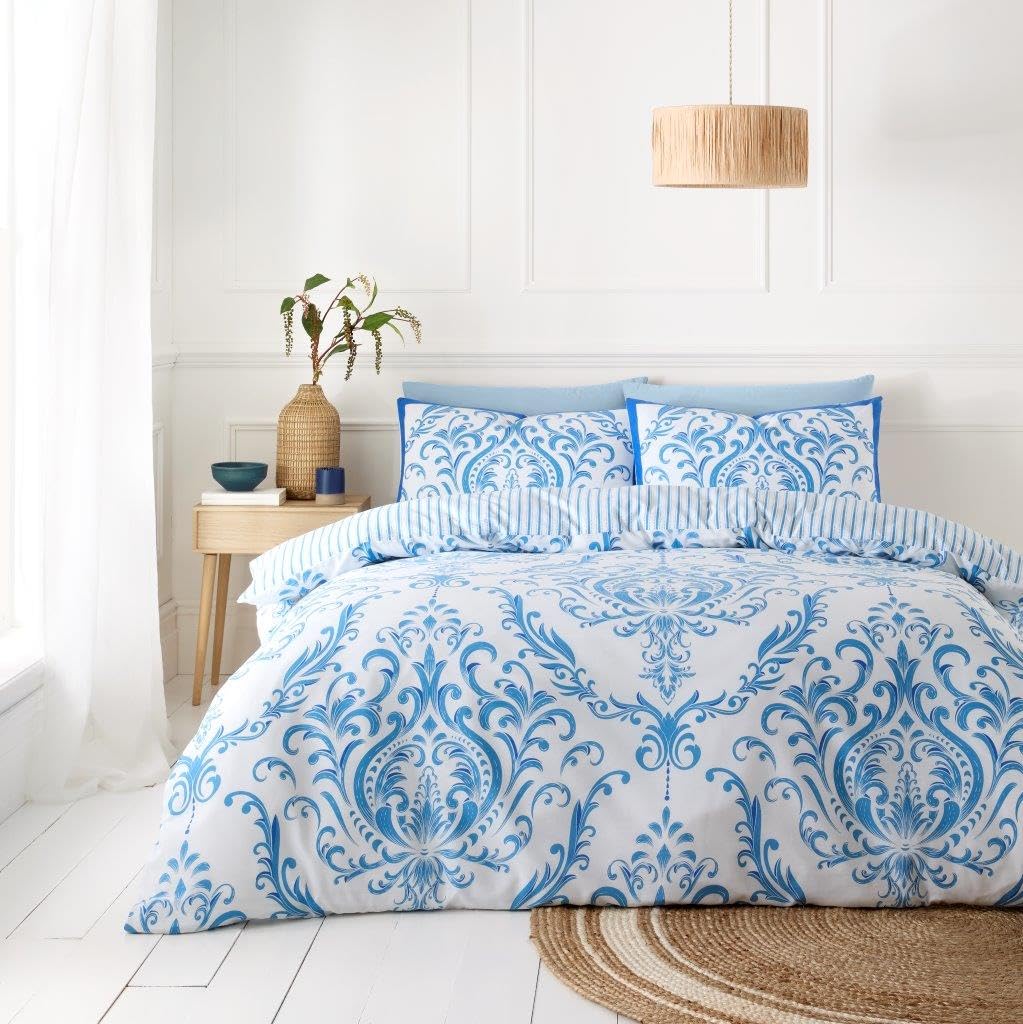 GC GAVENO CAVAILIA King Size Duvet Cover Sets 3 Piece | Polycotton Bedding Quilt Covers with Pillowcases | Reversible King Size Bedding (230x220 cm) | Paislay Bed Covers | Blue