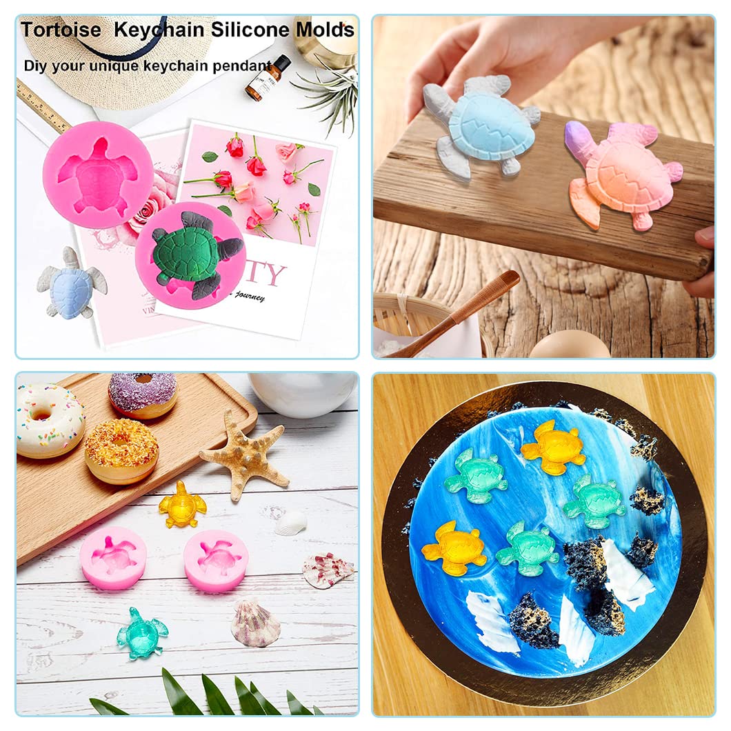 Rolin Roly 4Pcs Fondant Sea Turtle Cake Molds Tortoise Silicone Mold Sea Animal Mould Pink Reusable Moulds for DIY Christmas Chocolate Candy Decorations - Image 4