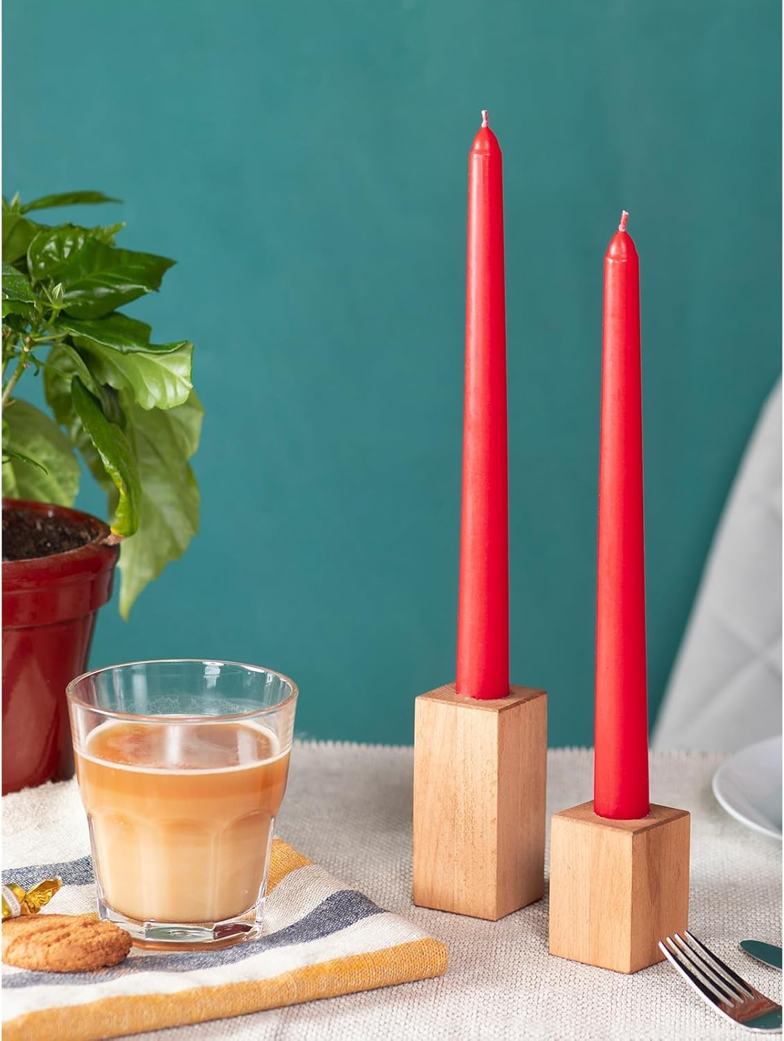 Red Taper Candles - Set of 4 Long Burning -2