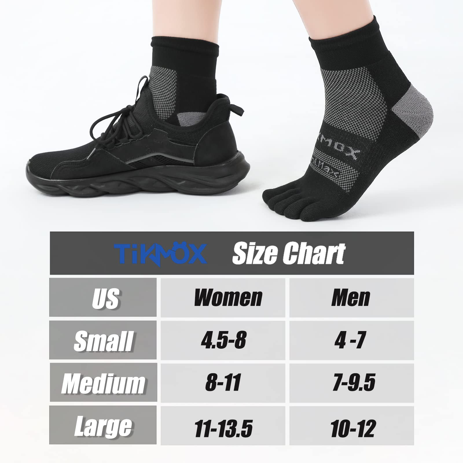 Calzini da uomo donna Coolmax nero alla caviglia/quarto/equipaggio calzini sportivi per corsa escursionismo, Calzino lungo 3 paia, Medium