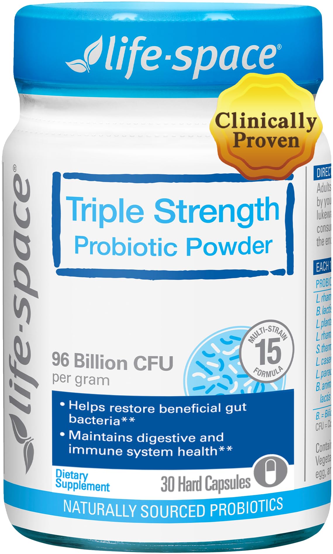 Sponsored Ad - Life-Space Triple Strength Broad Spectrum Probiotic, 96 Billion CFU & 15 Diverse Strains, Advanced Formulated for Digestive Health & Immune Health, Probiotics for Women & Men - 30 Veg Capsules