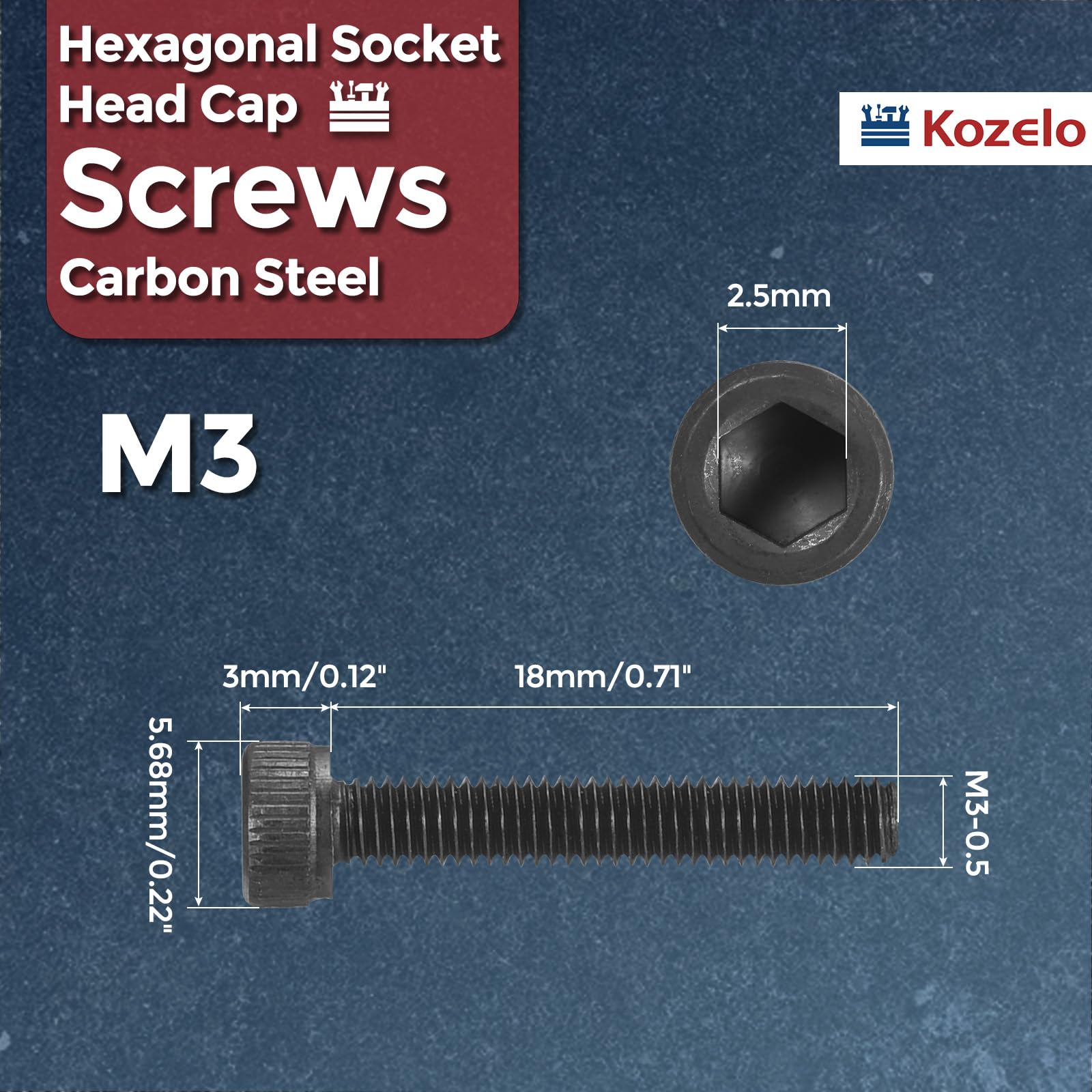 Kozelo 50pcs Socket Head Cap Screws - Image 2