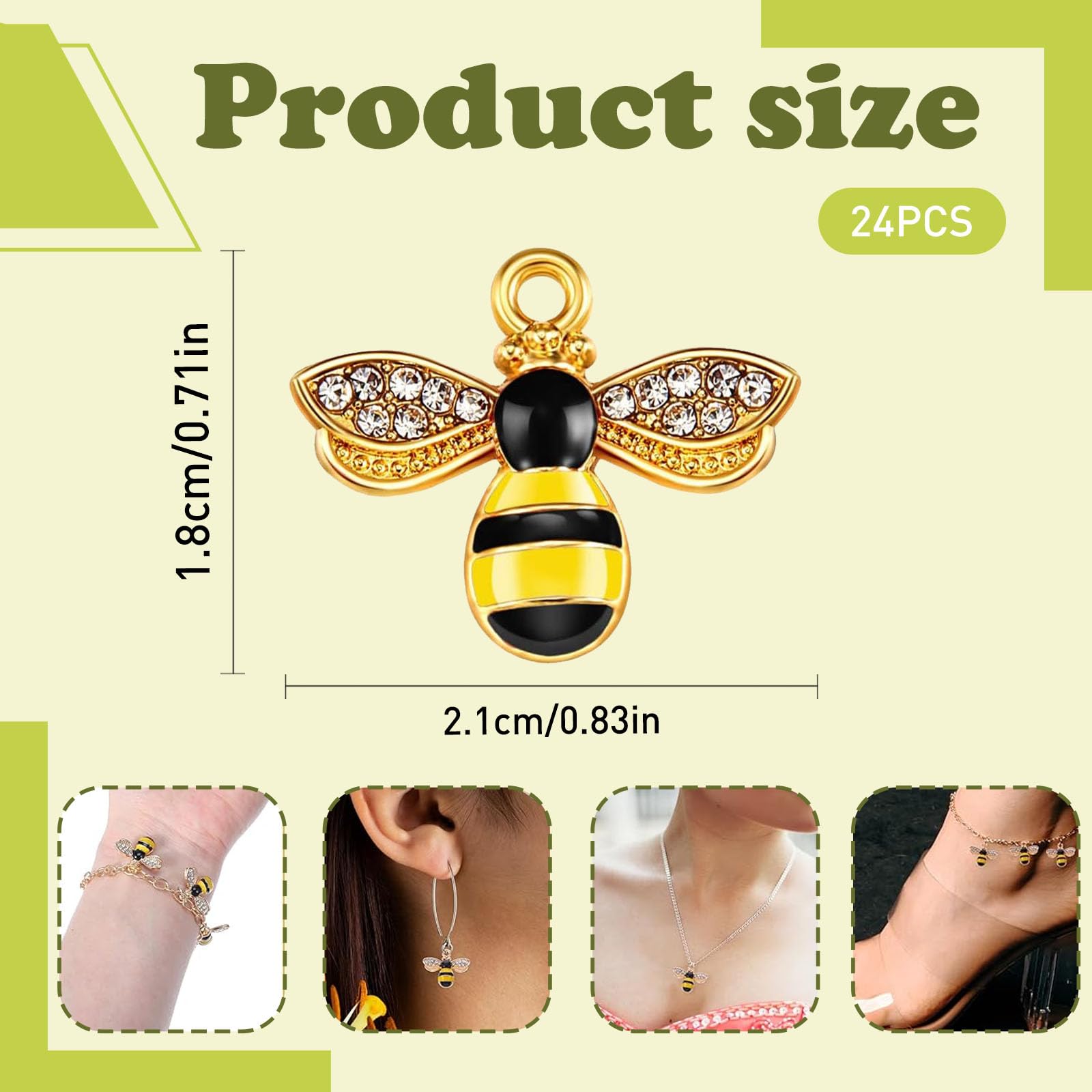 24pz Ciondoli Ape Smaltati Dorati in Lega di Zinco 2.1x1.8cm per Creazione Gioielli Fai-da-Te Collane Bracciali Orecchini Accessori Carini