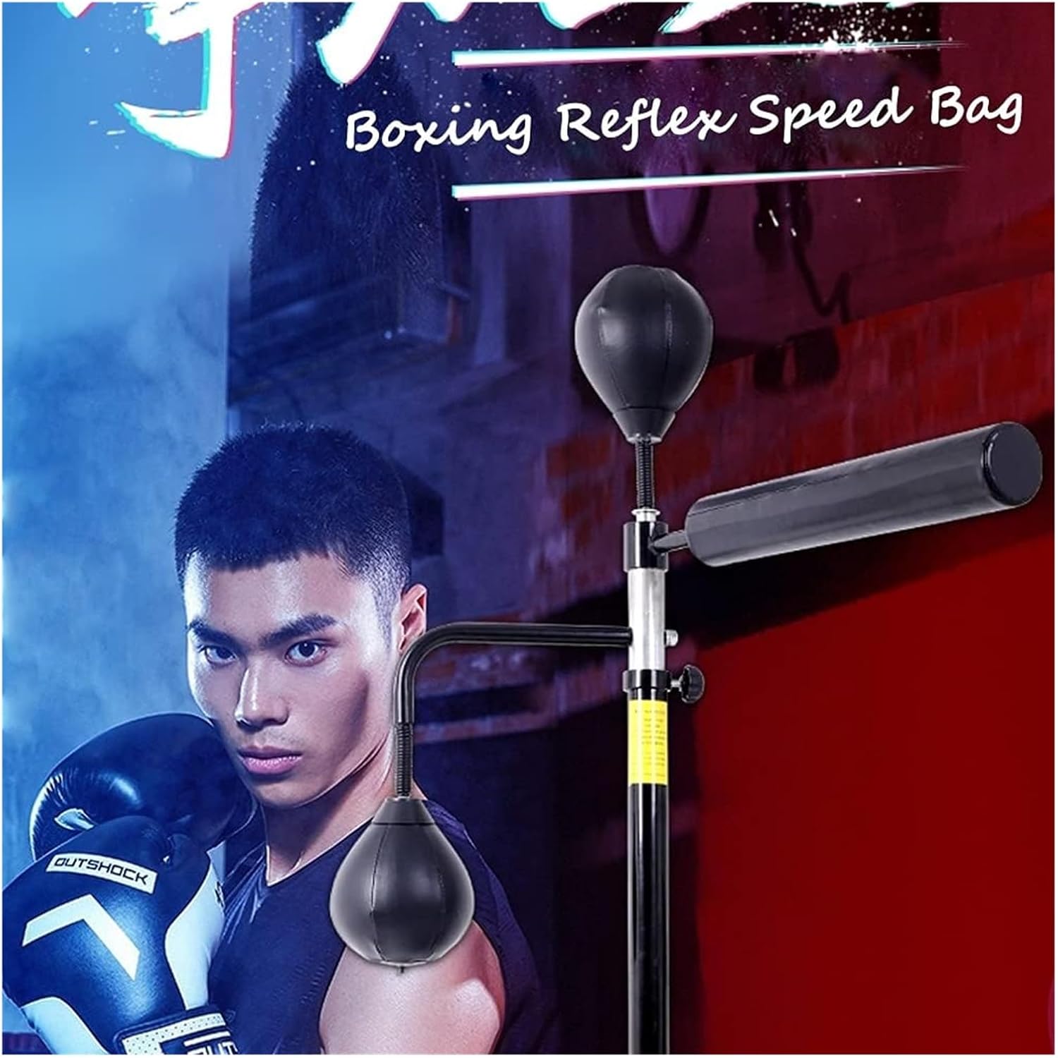 Boxing Speed Trainer,Cobra Reflex Bag, Cobra Punching Bag with Spinning Bar, Height Adjustable Freestanding Speed Trainer, Boxing Ball with Gloves