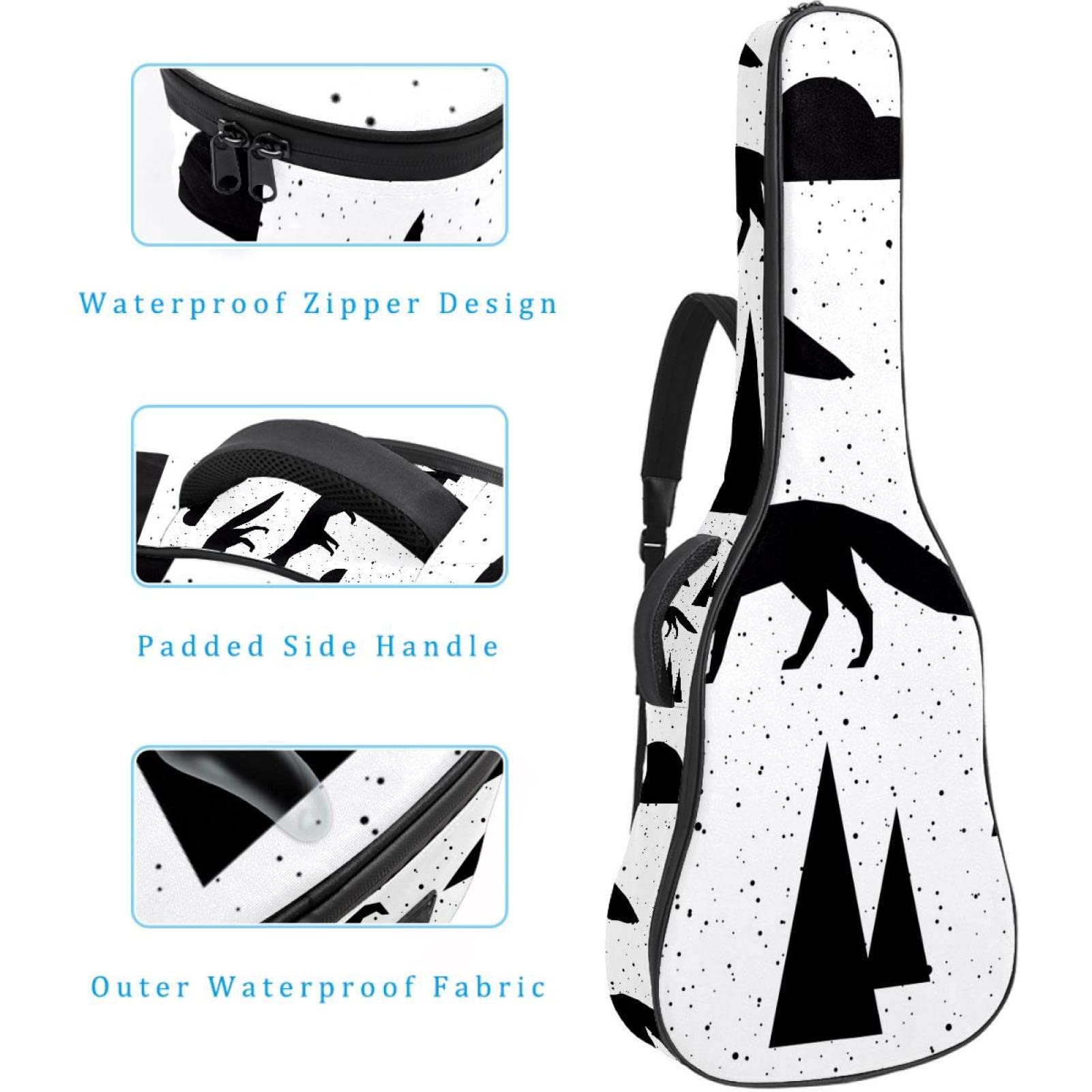 Torba na gitarę akustyczną wodoodporna gitara plecak gruby miękki wyściełany urocza panda klasyczna gitara obudowa, Kolor 10, 42.9x16.9x4.7 in, Organizer do torby