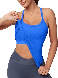 MathCat Women's Seamless Workout Tank Top with Built-in Bra - Racerback Gym Yoga Shirt, Tummy Control, Breathable Support