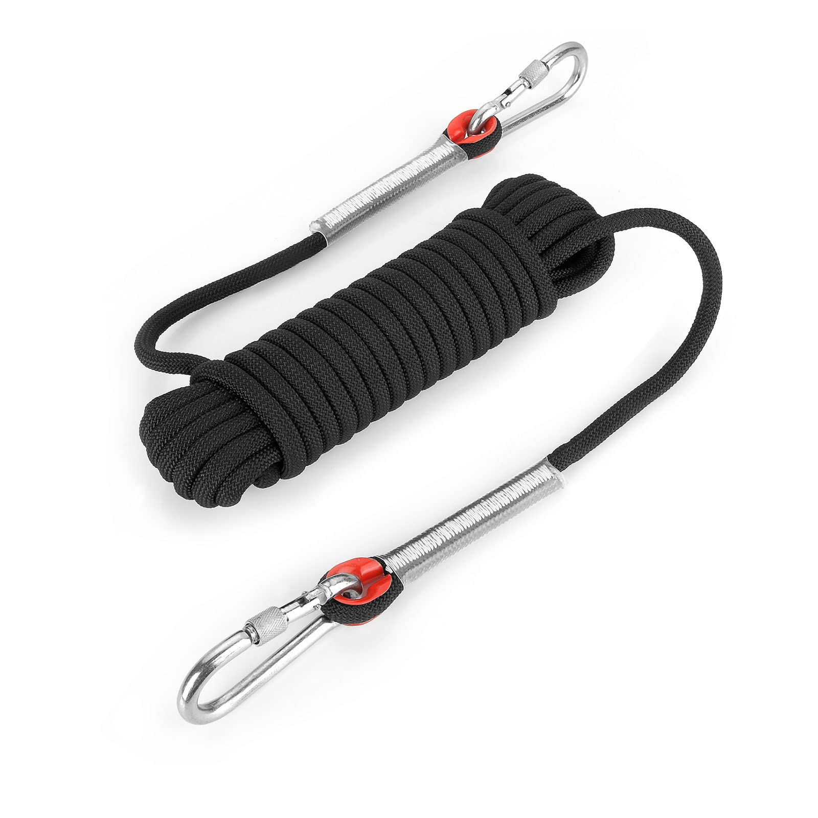 SENENQU 2 Piezas Cuerda de Escalada 10 m 10 mm con 4 Mosquetones, Cuerda Escalada Estática con Bolsa Reflectante, Carga 12KN para Camping, Rescate, Senderismo y Actividades al Aire Libre