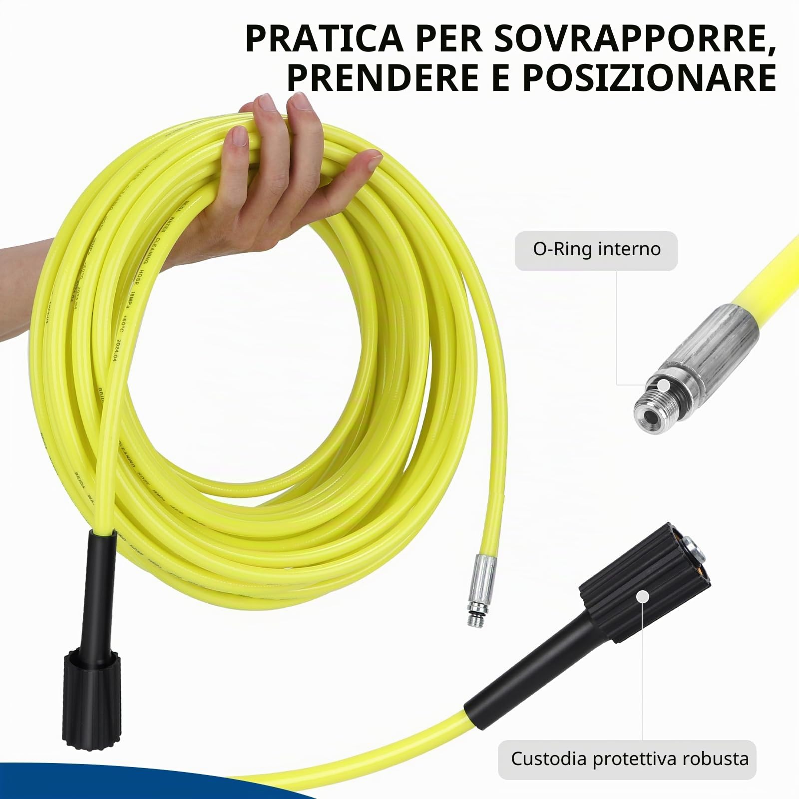 SWAWIS Sonda Sturatubi per Idropulitrice 10M 180bar Sonda Sturatubi Tubo Idropulitrice Accessori Idropulitrice con Ugelli Rigidi + Rotanti, Adattatore per Kärcher K2 K3 K4 K5 K6 K7 Idropulitrici