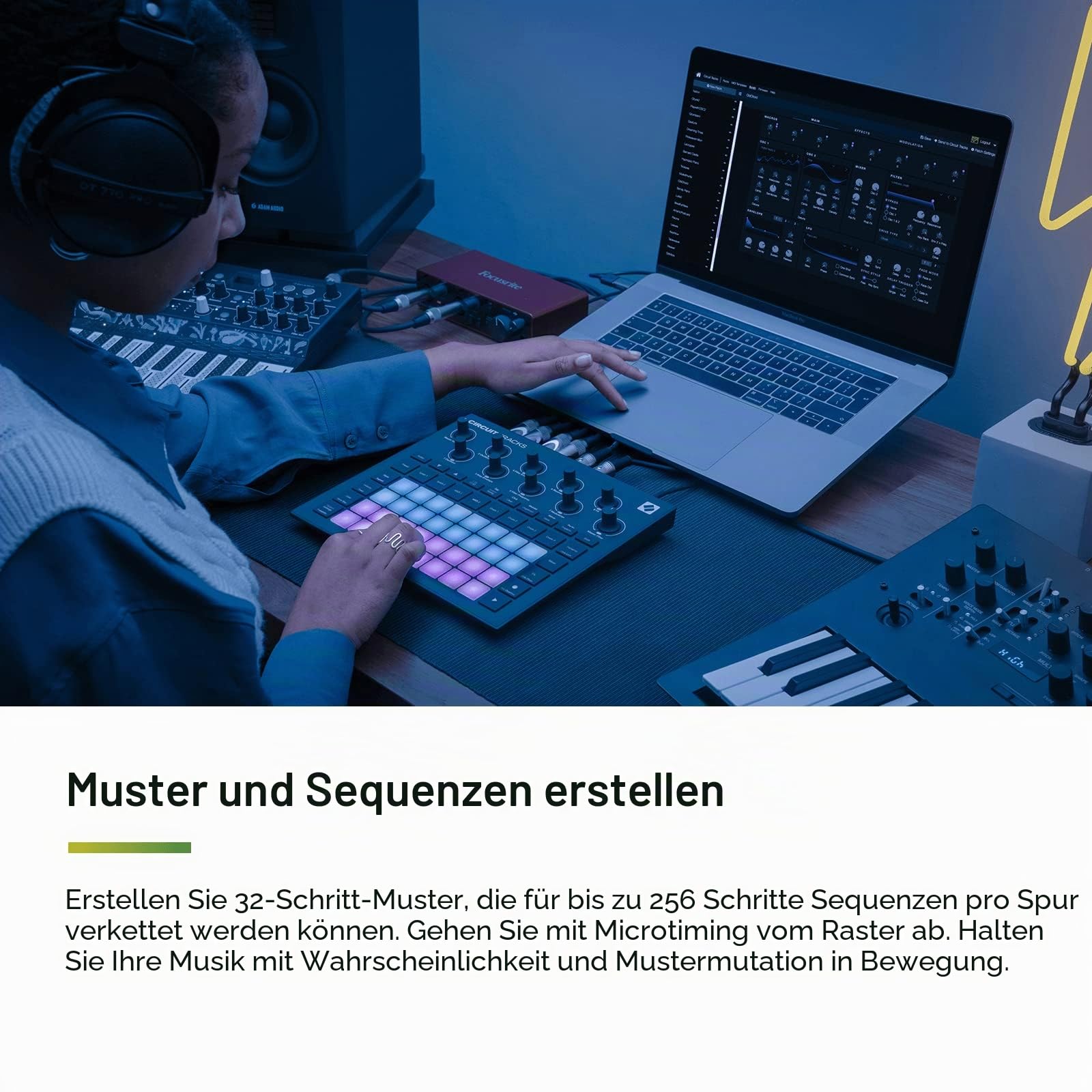 Novation Circuit Tracks: Groovebox-Sequenzer mit Synthesizer-, MIDI- und Drum-Spuren für die elektronische Musikproduktion.