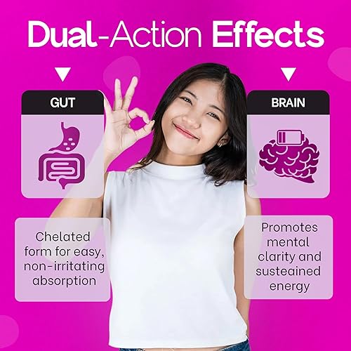 Miniatura 2 de Losoki Bisglicinato de hierro de 20 mg con vitamina C, ginseng americano B12 y probióticos, suave para el estómago, apoya la deficiencia de energía