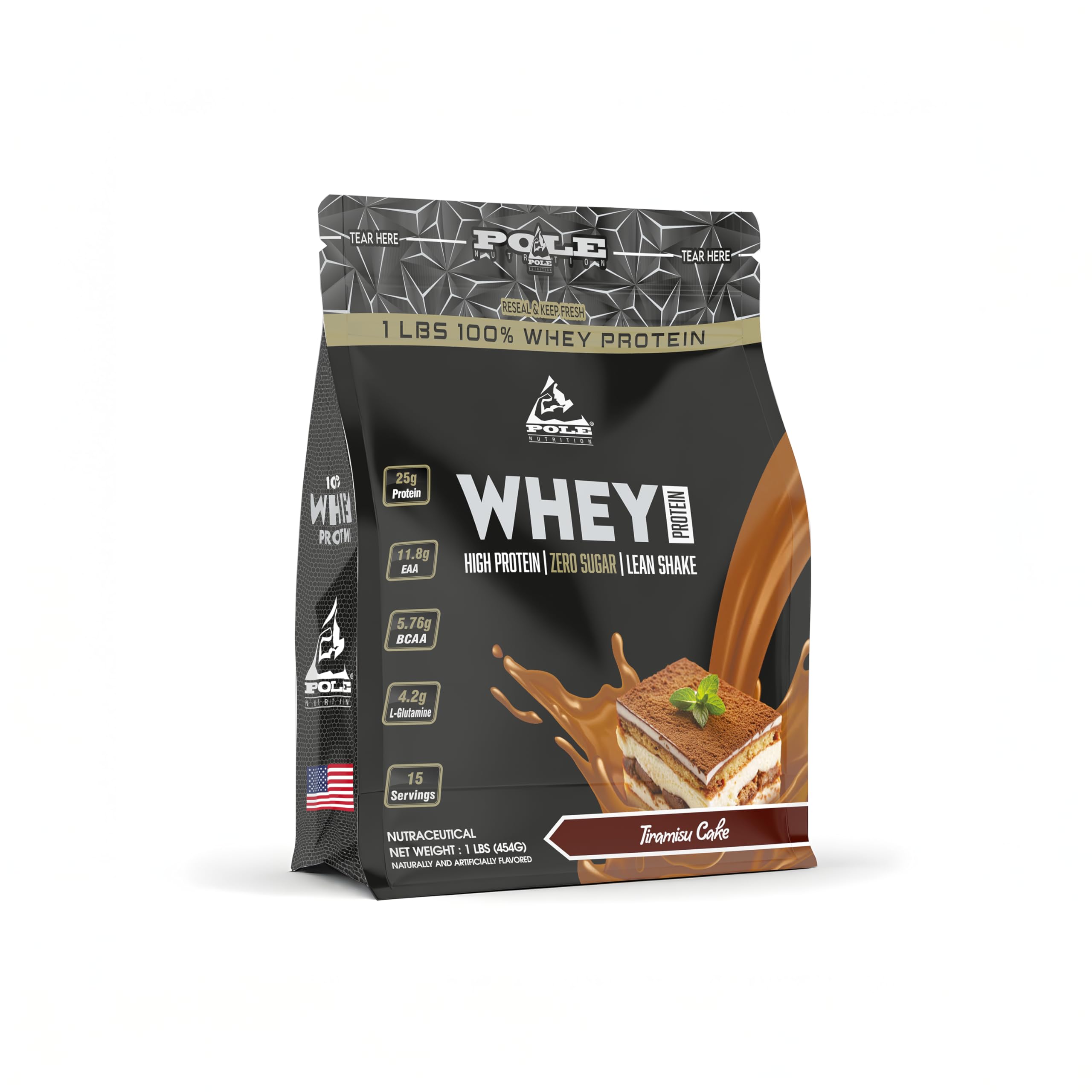 [BRSREGIEBYPAO2DF] Pole Nutrition Whey Protein | Lean Muscle Shake | High Protein, Zero Sugar | 1 Lbs (454g) | Supports Recovery & Muscle Growth (1 lbs, TIRAMISU CAKE)
