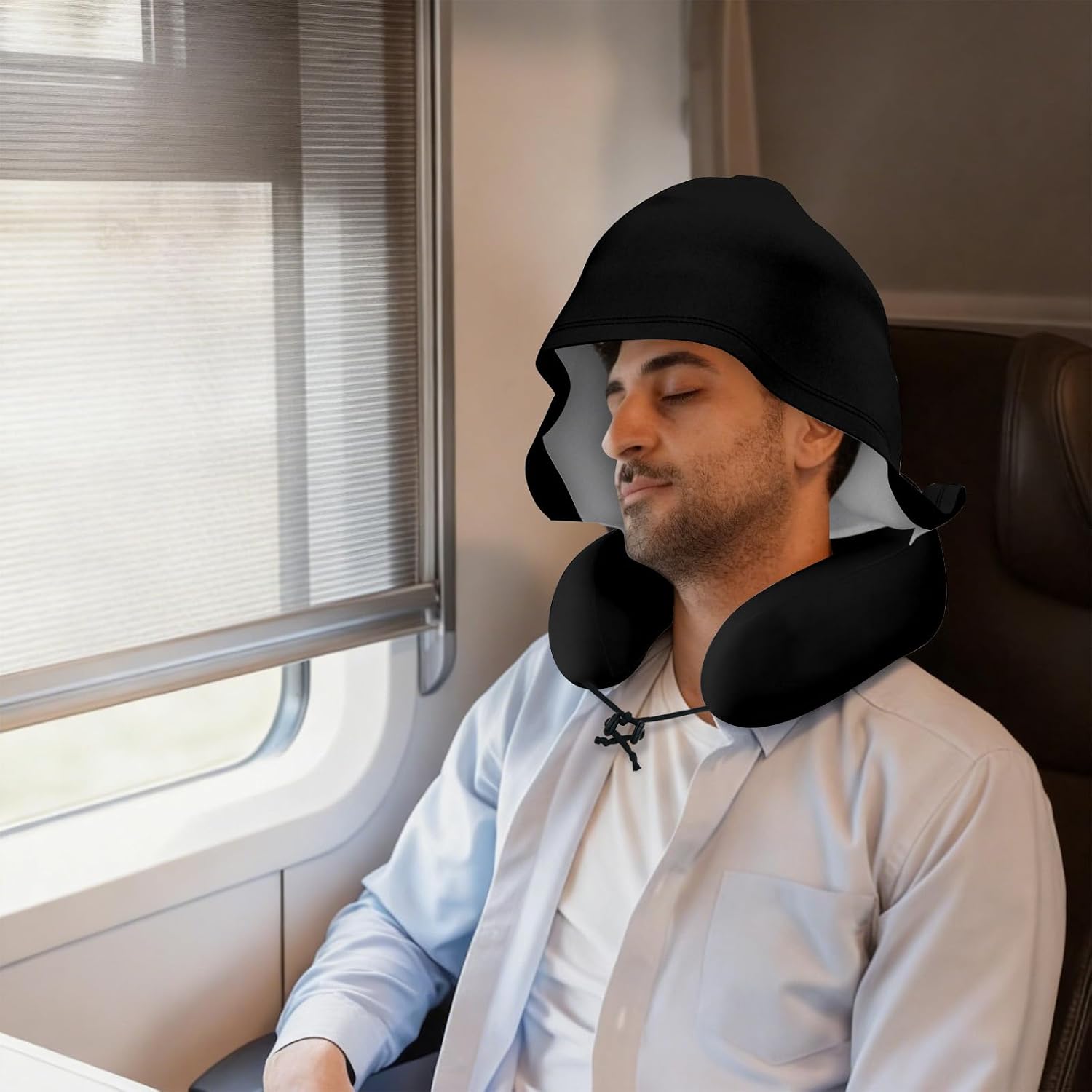 Custom U-Shaped Pillow with Hood Design Your Own Personalized Neck Pillows with Picture Text Name Customized for Travel, Plane, Car, Office, 1 PC Blank Black