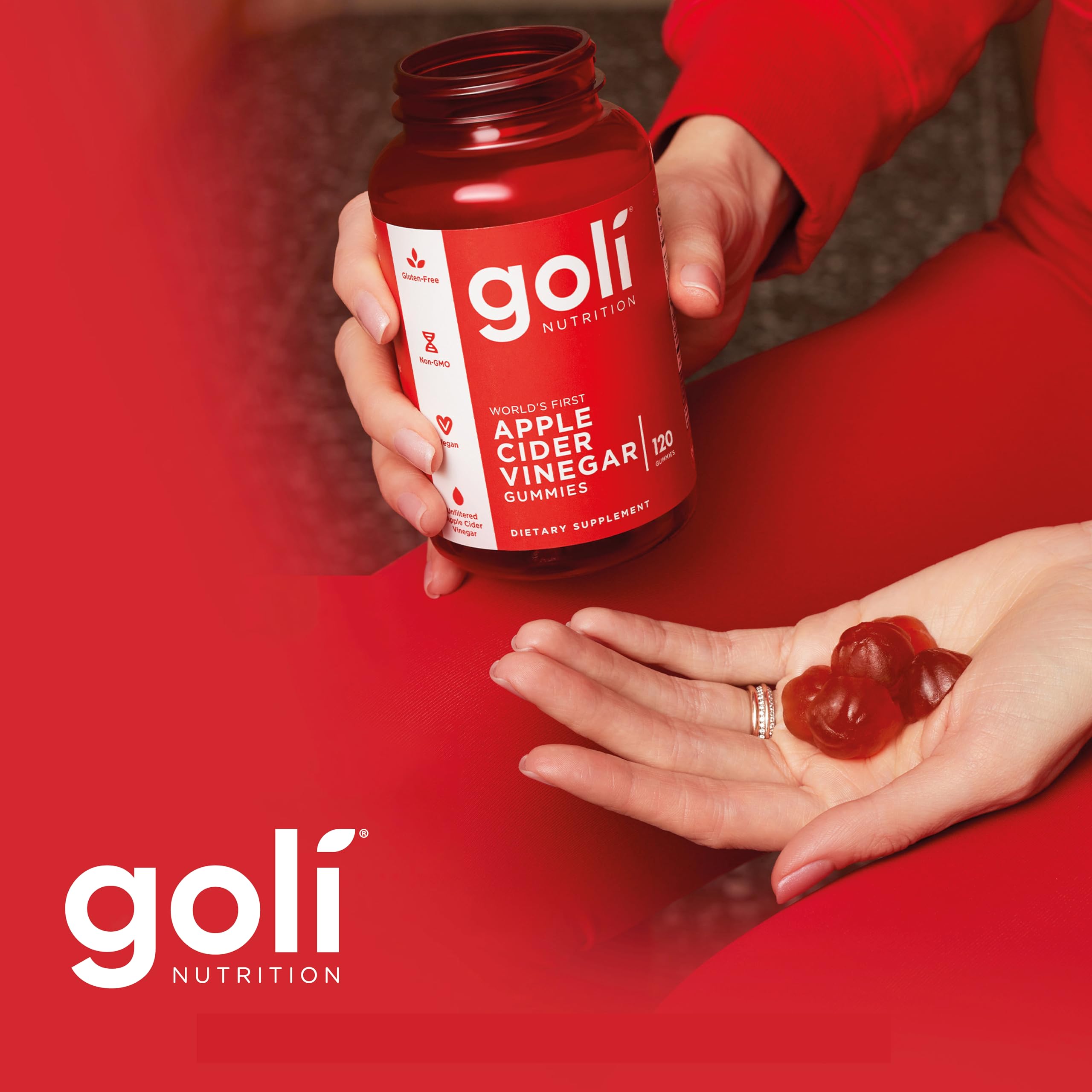 Goli Nutrition, Apple Cider Vinegar Gummies (Gommes au Vinaigre de Cidre), 500mg, 120 Gommes végétaliennes, Sans Gélatine, Testé en Laboratoire, Sans Gluten, Végétarien, Sans Soja, Sans OGM
