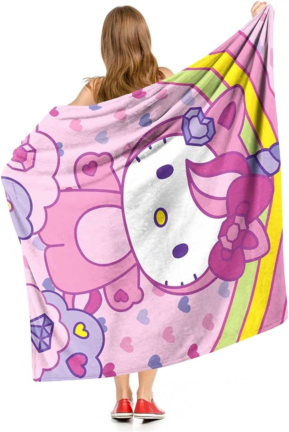 NORTHWEST Sanrio Hello Kitty, Love and Unicorns, Silk Touch Throw 50 x 60 Inches