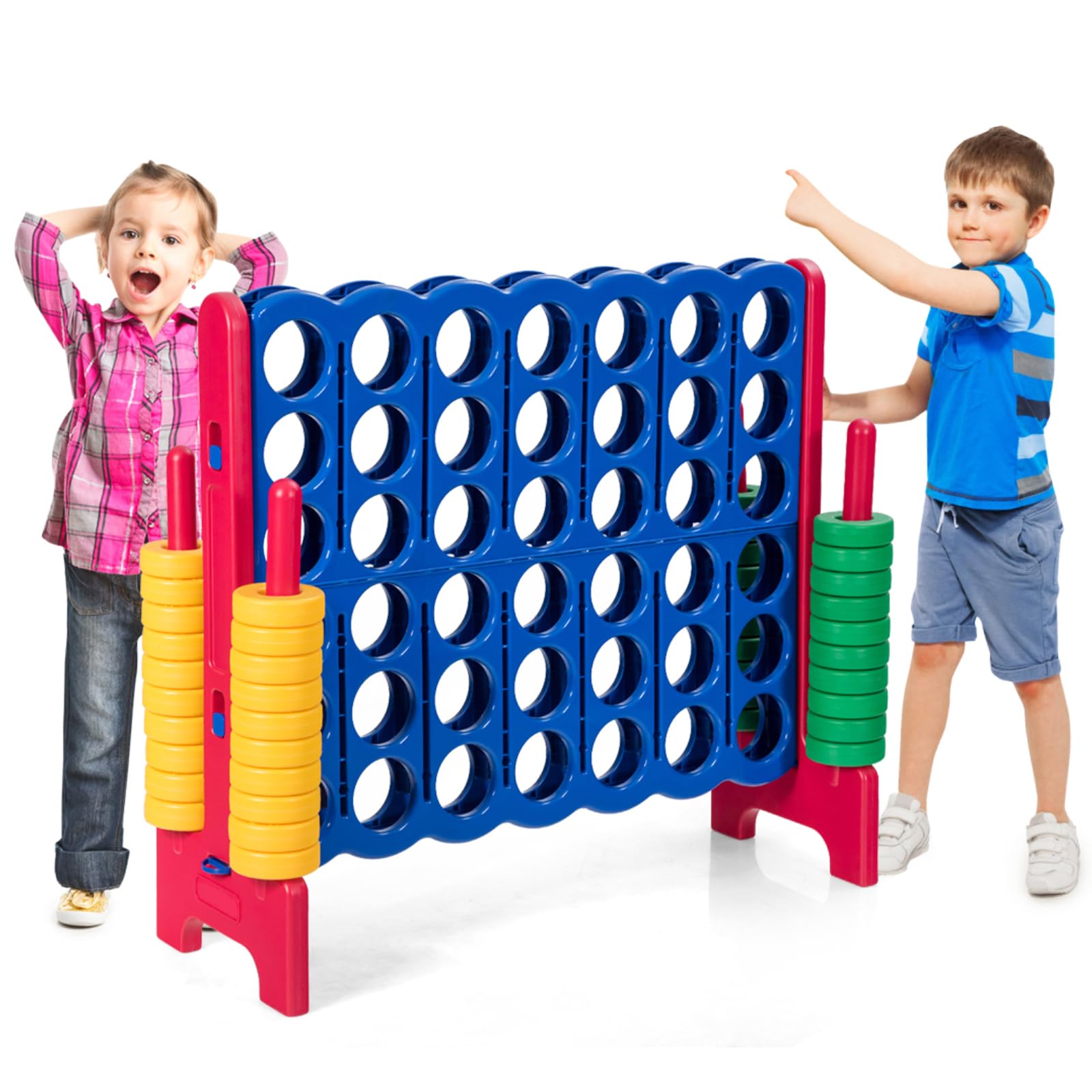 Maxmass Giant 4 in A Row, Jumbo 4-to-Score Game with 42 Rings & Quick-Release Slider, Outdoor Garden Game Set for Kids Adults (Navy + Red) โ image 1