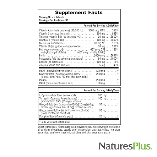 Miniatura 4 de NaturesPlus Ultra Hair Plus para hombre, liberación sostenida, 60 tabletas, suplemento natural para el crecimiento del cabello para hombres,