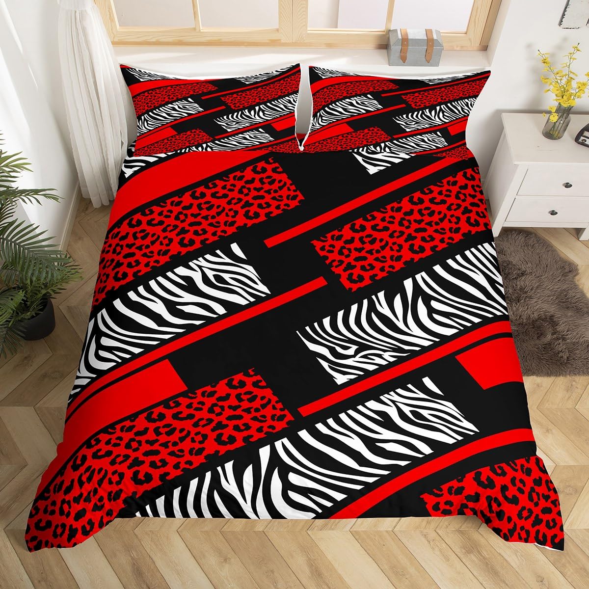 Manfei Leopard Zebra Kids Duvet Cover Set Single Size
