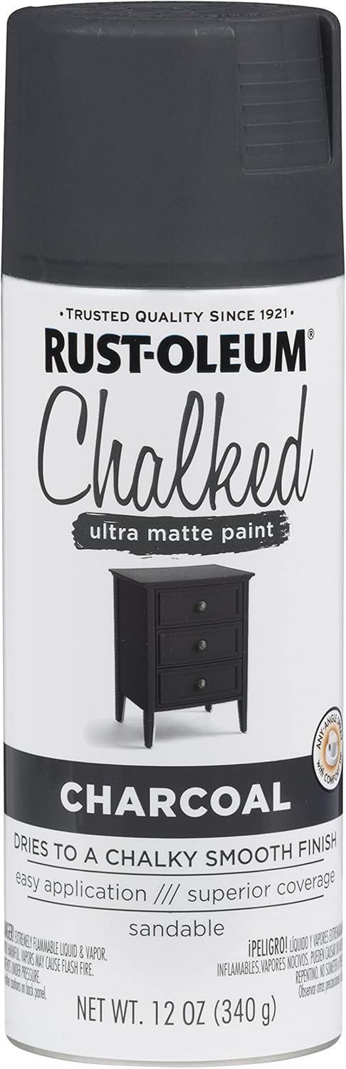 A can of non-toxic, all-purpose indoor/outdoor chalk paint in a muted gray color.