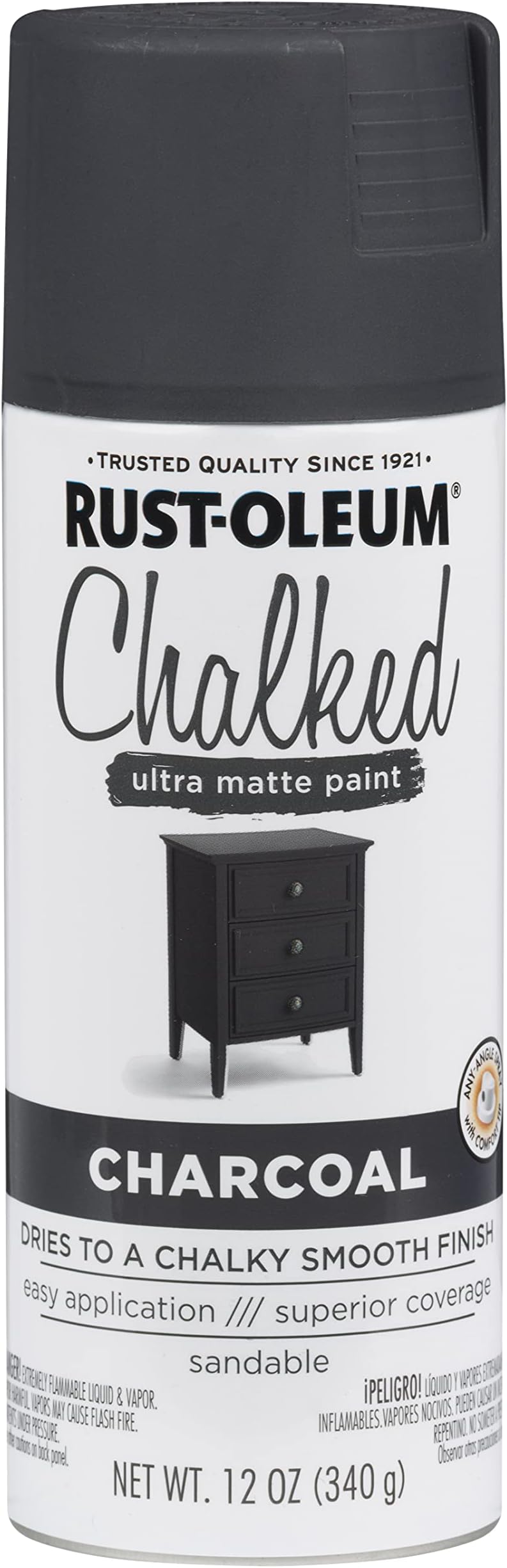Rust-Oleum Chalked 302590 Ultra Matte Chalky Smooth Finish Spray Paint, CHARCOAL, (340 grams/Can)