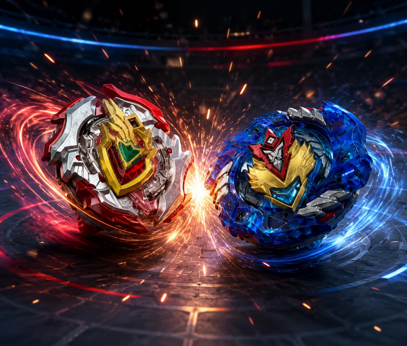 Valkyrie&Achilles 4in1 Bey Toupie avec Boîte, Metal Fusion Blade Gyro de Combat Jouet Set, avec Lanceur Poignée