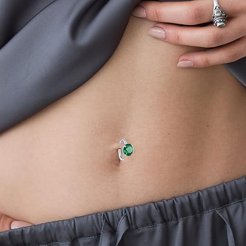 Miniatura 3 de FLYUN Belly Button Ring with Easy-to-wear Hook, 14G10MM Hypoallergenic Sterling Silver Belly Ring, Belly Piercing Ring, Navel Piercing Jewelry