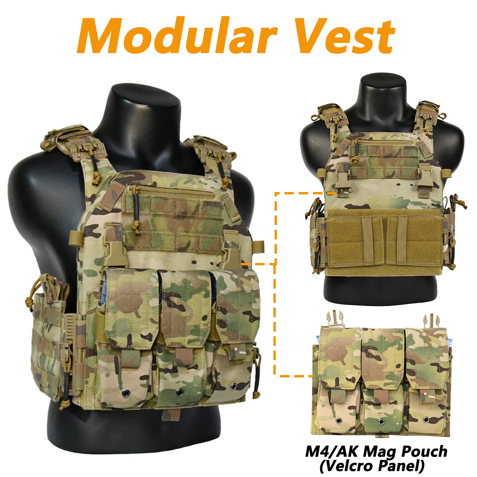 TWINFALCONS Gilet Tattico Leggero Molle con Mag Pouch Nylon 1000D Airsoft Gilet Giubbotto Compatibile MOLLE a Sgancio Rapido per Caccia Paintball Airsoft CS
