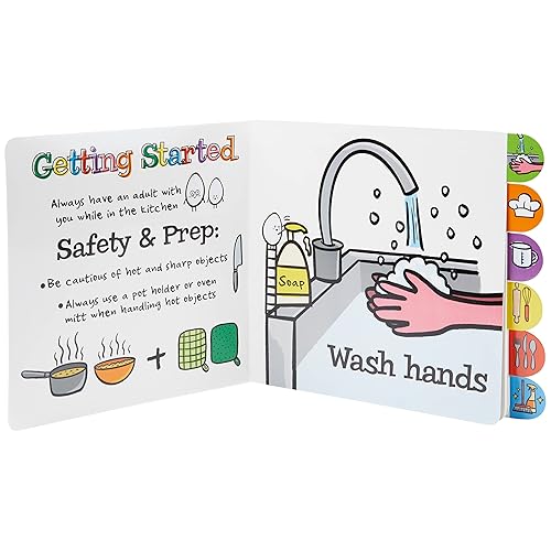 Miniatura 4 de C.R. Gibson BBBT-24941 Kids in The Kitchen - Libro con pestañas para niños pequeños, 6 páginas y 7.5 x 7.5 pulgadas, multicolor