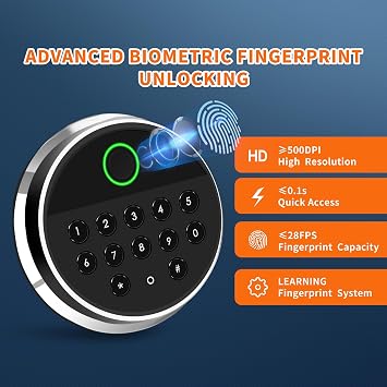 HSGCJS 42L Smart Biometric Fingerprint Home Safe with Keypad, 38×32×45cm