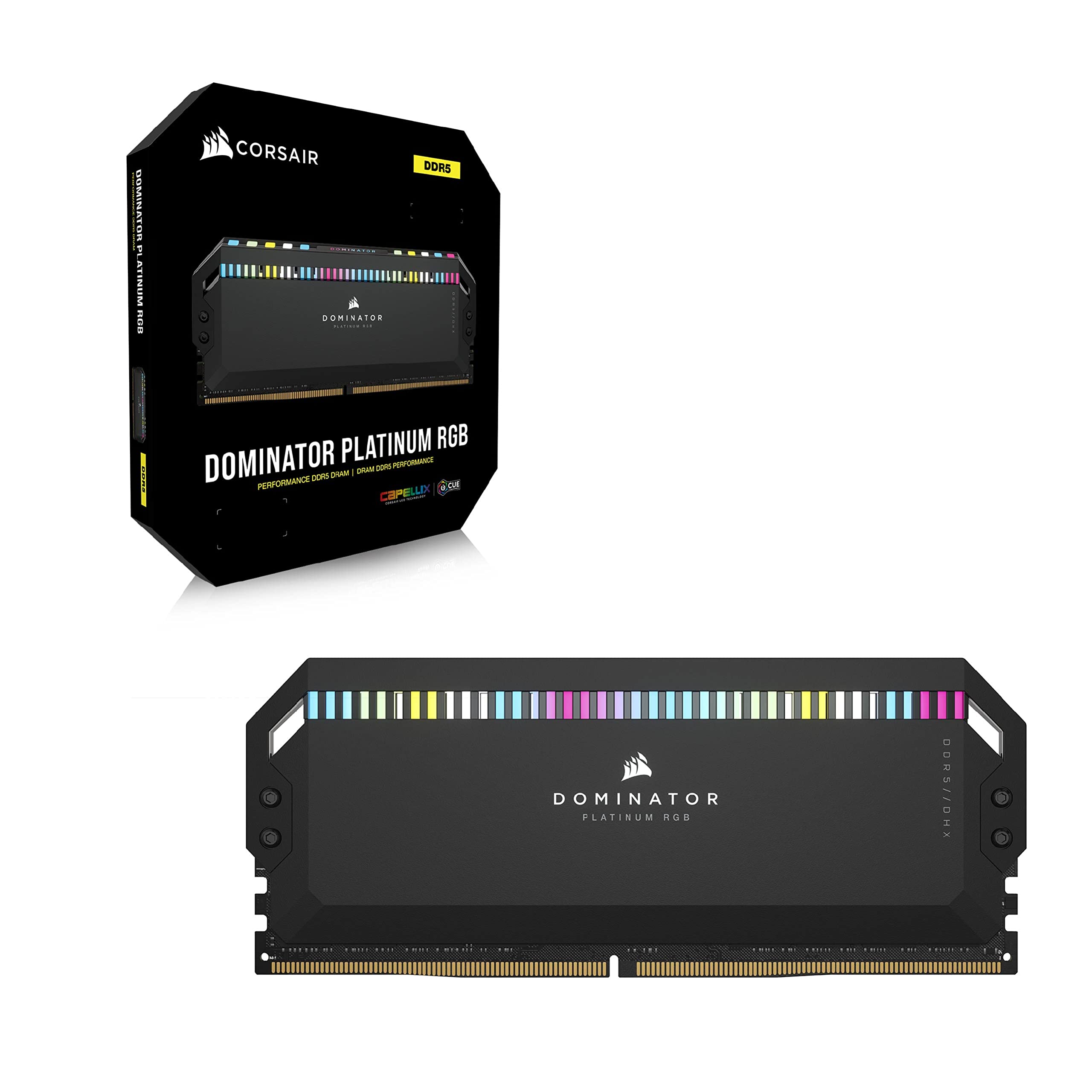 CORSAIR Dominator Platinum RGB DDR5 RAM 32Go (2x16Go) Jusqu'à 6400MHz CL32 Intel XMP 3.0 Mémoire pour Ordinateur de Bureau - Noir (CMT32GX5M2B6400C32)