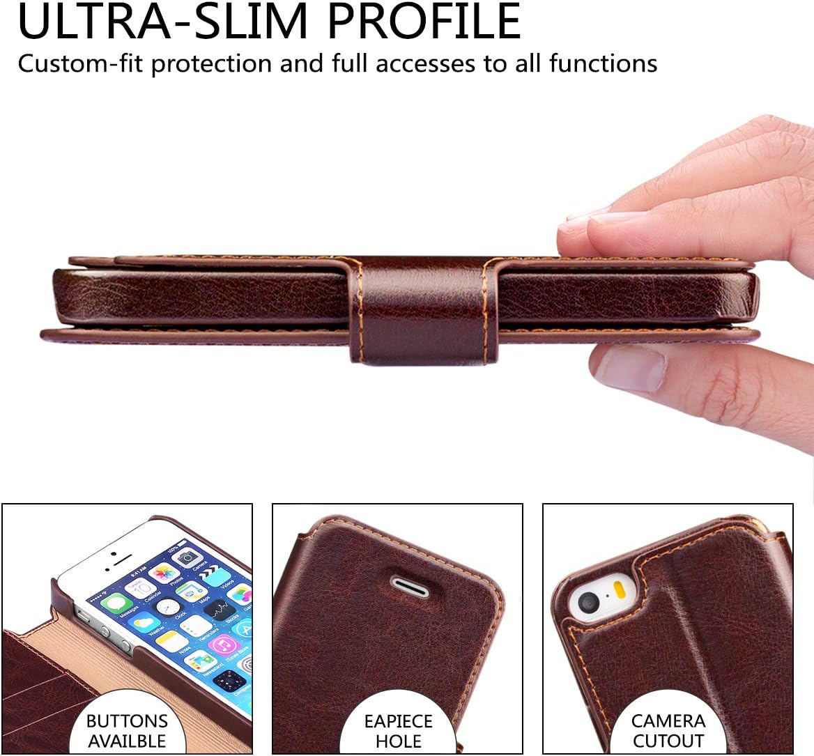 Bіg Sаlе Belemay iPhone SE Case (2016 Edition), iPhone 5S Case, iPhone 5 Case, Genuine Leather Wallet Case, Flip Folio Cover Magnetic, Card Holder Slots, Compatible iPhone SE (2016 Edition)/5S / 5, Brown 🔥 Hоt Dеаlѕ Belemay iPhone SE Case (2016 Edition), iPhone 5S Case, iPhone 5 Case, Genuine Leather Wallet Case, Flip Folio Cover Magnetic, Card Holder Slots, Compatible iPhone SE (2016 Edition)/5S / 5, Brown