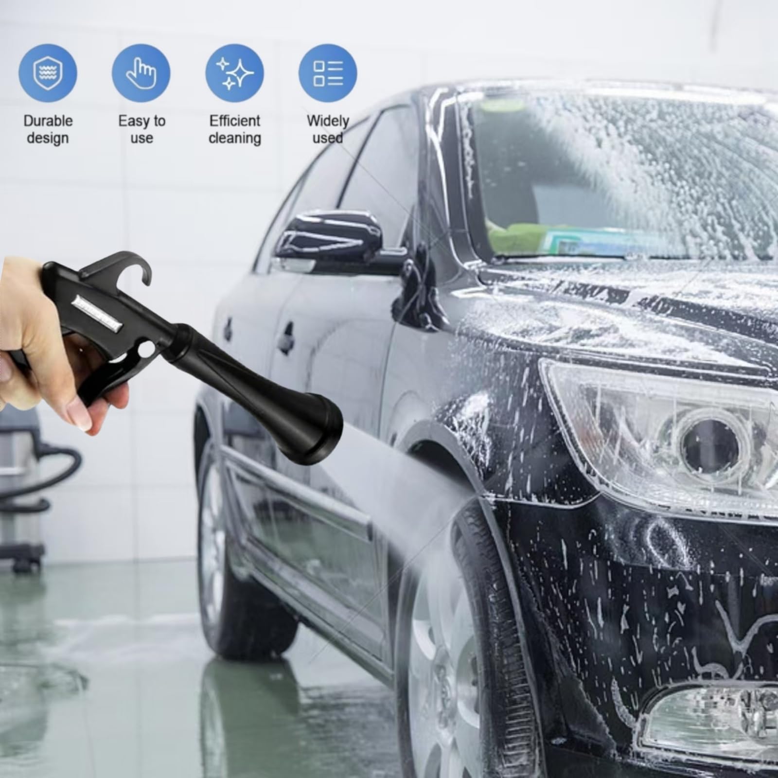 Car Air Blowgun Powerful Portable car Cleaning Gun for car, Home dusting and Other Work The air Gun Needs to be Used with an air Compressor(1 Large Brush Head, 5 Small Brush Heads, 1 Towel)