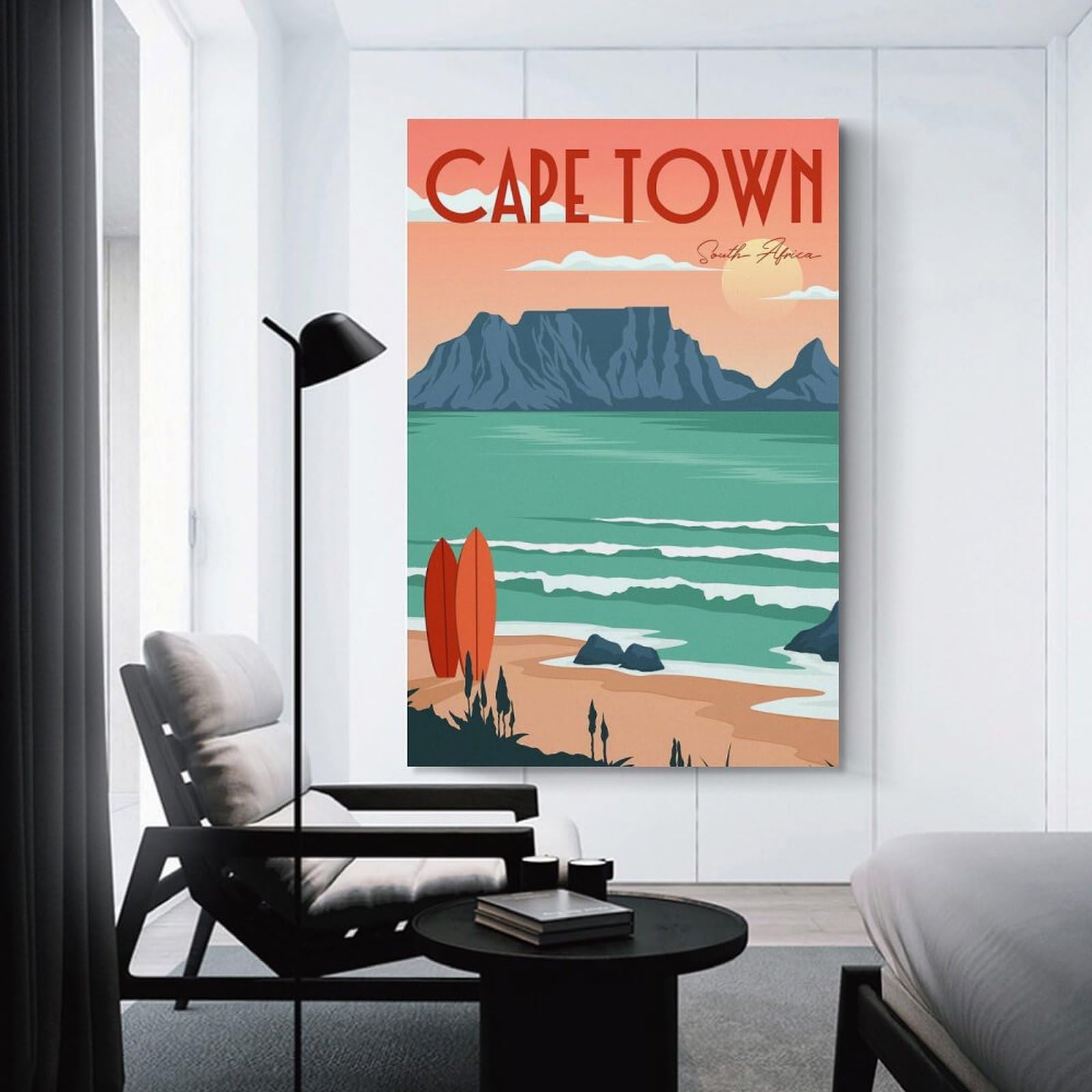 Junmoney Canvas Wall Decor Cape Town Travel, 08x12inch(20x30cm), for Bedroom, Guest Room Or Reading Nook, Decorative Wall Art for Cosy Rooms