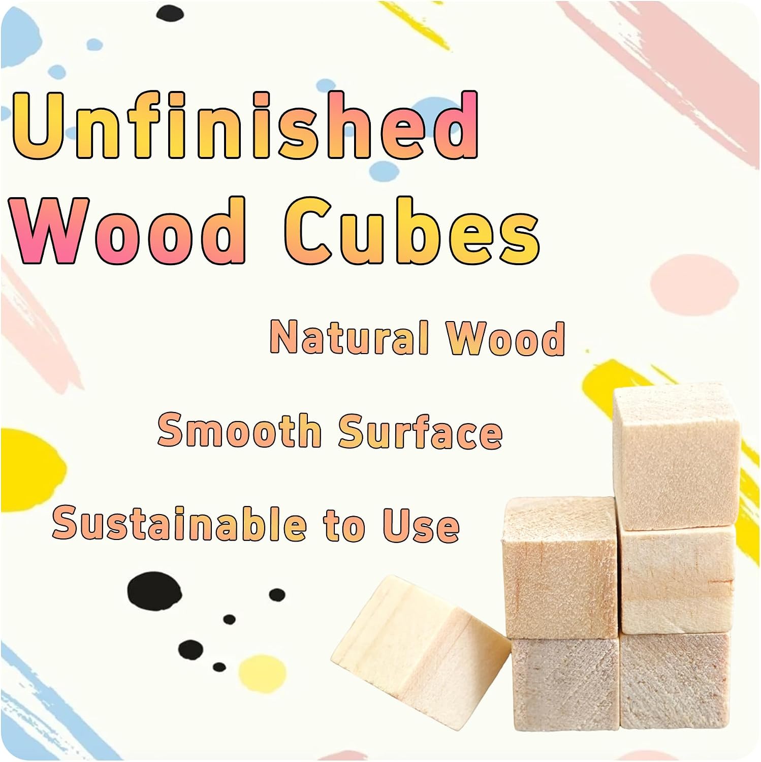 220Pcs 0.39inch Unfinished Natural Wooden Cubes, Square Craft Wood Blocks for DIY Projects, Blank Wood Squares for Art, Building, Personalized Crafts, Wedding Decor, and Creative Displays image 4