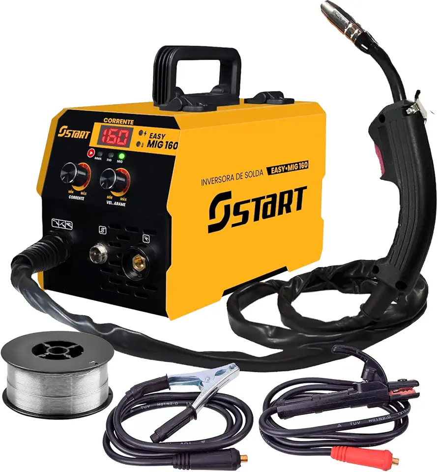 Máquina Solda Inversora Mig 160a Sem Gás 3 Em 1 Tig Lift Eletrodo Easymig Start 220v Cor Amarelo 50 Hz/60 Hz