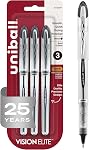uni-ball VISION ELITE Rollerball, Stylo Roller à Bille Stick Bold-0.8mm, Paquet de 12, Encre Noire (61231)