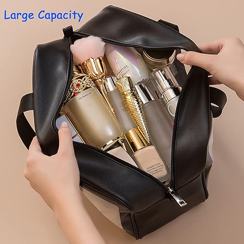 Miniatura 6 de Happy L Bolsas de viaje transparentes para artículos de tocador, 3 bolsas de cosméticos portátiles de PVC impermeables, bolsa de transporte de